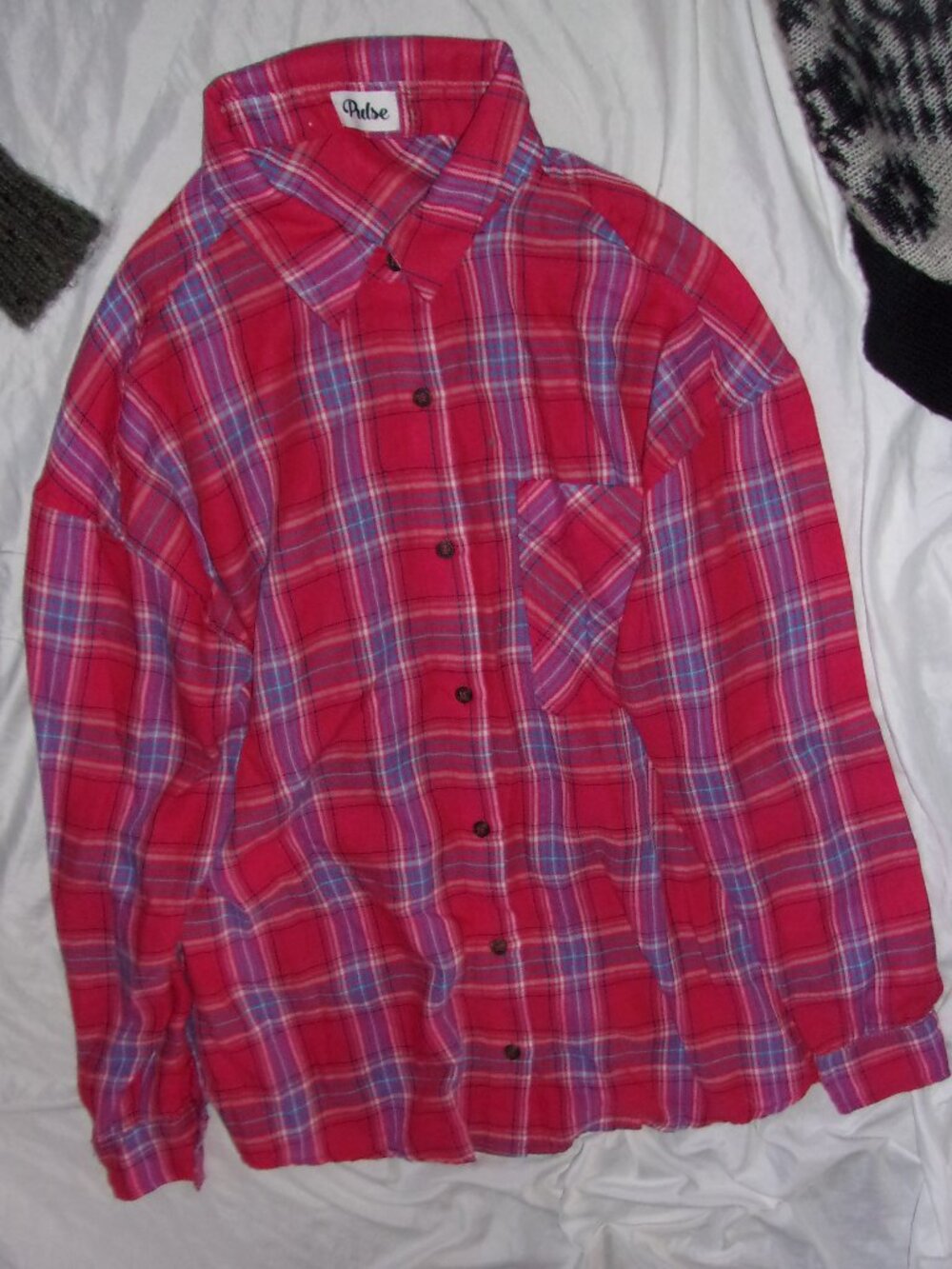shirt dress size medium womans red white blue  plaid button top